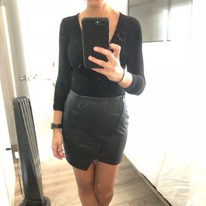 LF quilted leather zipper skirt